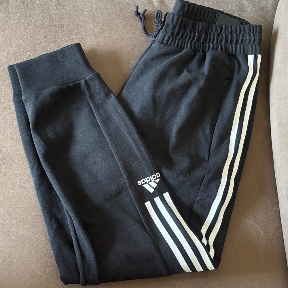 Adidas Black joggers with White Stripes Aeroredy US M